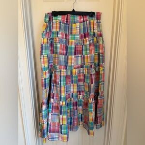 Sara Campbell Patch Madras Tiered Skirt, size L